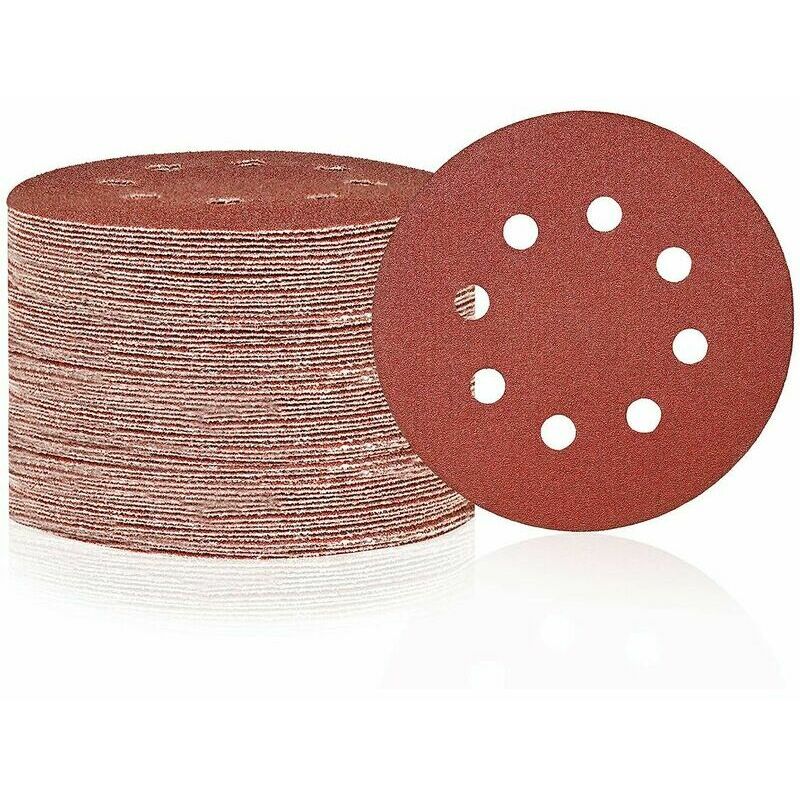 Lot de 150 disques abrasifs à 8 trous - Grain 120 - Papier abrasif résistant à l'usure pour ponceuse orbitale aléatoire pour bois, métal, marbre,