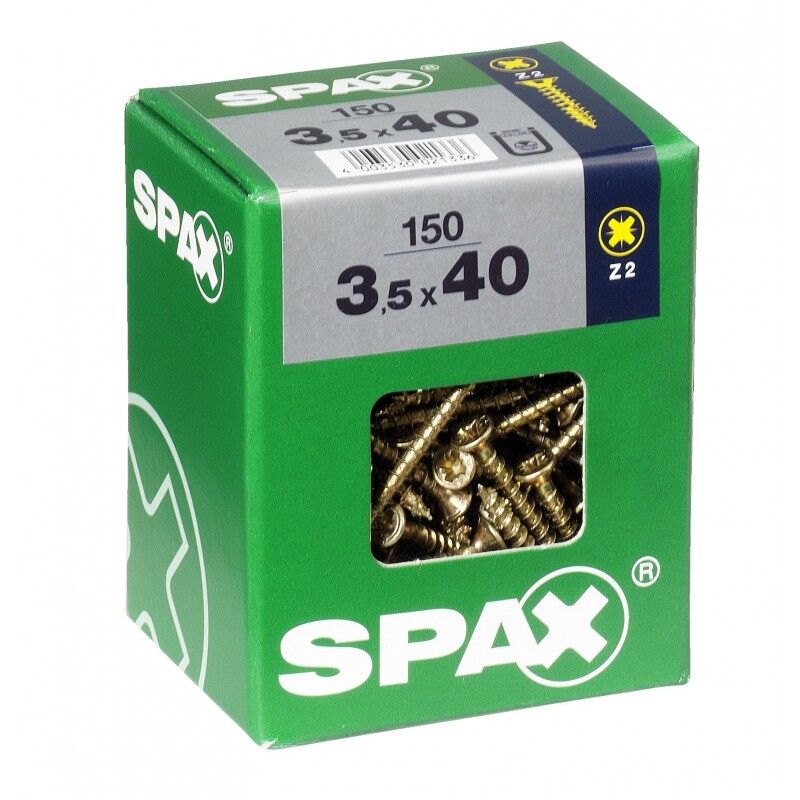 Lot de 150 vis acier tęte fraisée pozidriv SPAX, Diam.3.5 mm x L.40 mm