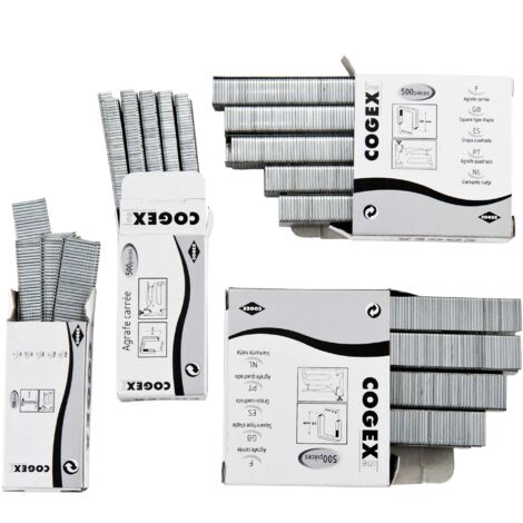 Lot de 1500 agrafes et 500 clous – Pour agrafeuse-cloueuse à main – Fixation tissus, moquette, lambris – Compatibles avec référence 885 – Cogex