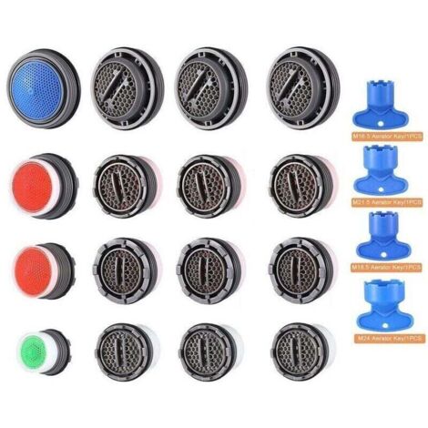 Lot de 16 Aérateur de Robinet, Aérateur de mousseur Robinet, Économiseur d'eau Embout Aérateurs de Robinet pour Mitigeur d'Evier de Cuisine et de Lavabo de Salle de Bain (M16/M18/M22/M24)