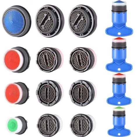 Lot de 16 Aérateur de Robinet,Aérateur de mousseur Robinet,économiseur d'eau Embout Aérateurs de Robinet pour Mitigeur d'Evier de Cuisine et de Lavabo de Salle de Bain (M16/M18/M22/M24)