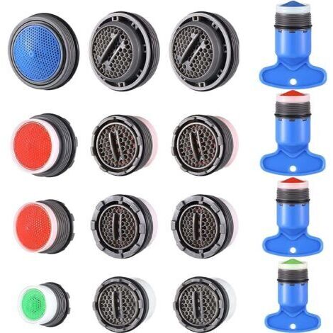 Lot de 16 Aérateur de Robinet,Aérateur de mousseur Robinet,Économiseur d'eau Embout Aérateurs de Robinet pour Mitigeur d'Evier de Cuisine et de Lavabo de Salle de Bain (M16/M18/M22/M24)