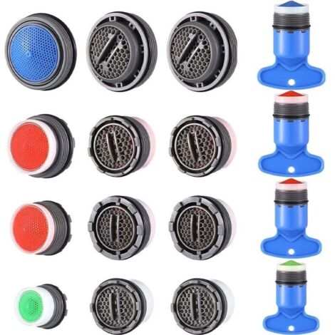 Lot de 16 Aérateur de Robinet,Aérateur de mousseur Robinet,Économiseur d'eau Embout Aérateurs de Robinet pour Mitigeur d'Evier de Cuisine et de Lavabo de Salle de Bain (M16/M18/M22/M24)