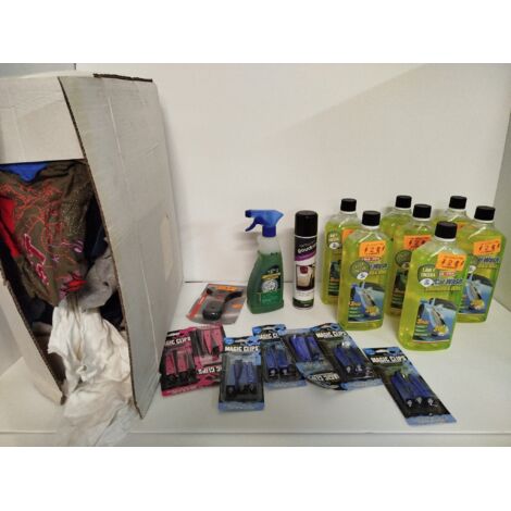 Lot de 16 articles - MA-FRA VOODOO RIDE - Kit entretien auto complet - Shampoing cire et 10kg chiffons - Voir photos