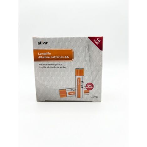 Lot de 16 - ATIVA - Piles alcalines AA LR6 - 1.5V Longlife - Haute performance - Neuf - Voir photos