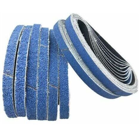 Lot de 16 bandes abrasives 13 x 457 mm – Corindon zirconium – Assortiment grains 40/60/80/120 – Pour ponçage aluminium et métaux