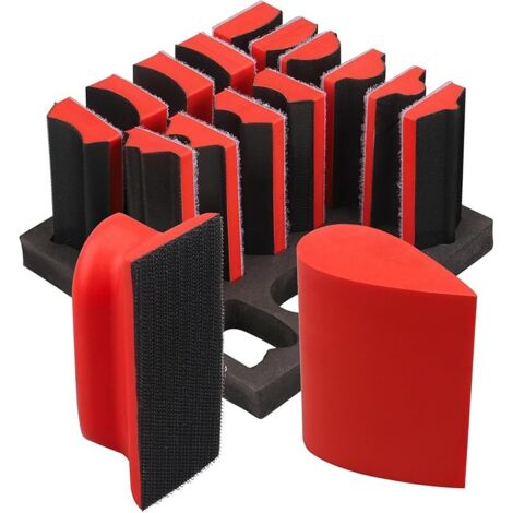 Lot de 16 Blocs de ponçage à la Main, Profil profilé avec Crochet et Boucle, Plaque d'appui Convexe et concave pour Le Travail du Bois, la Restauration de Meubles, la Peinture Automobile et