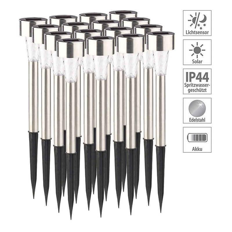 Serbia - Lot de 16 bornes solaires à led lampes de jardin à planter