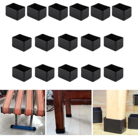 Lot de 16 Capuchon, 20x40 mm, Silicone, Noir, Pour Pied De Chaise Et Table