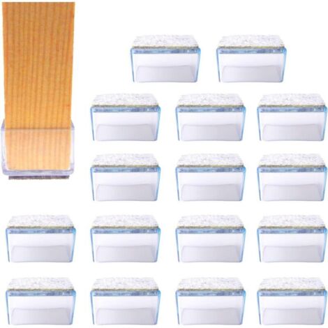 Lot de 16 capuchons de protection en feutre pour pieds de chaise - Embouts de pieds - Patins en feutre - Patins de meubles - Chaussettes de chaise (rectangulaires, 25 x 50 mm)