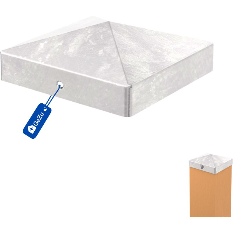 Lot de 16 Chapeau de poteau pyramidal galvanisé à chaud – 71 x 71 mm – Capuchon de protection pour poteaux bois clôture – GeZu Impex