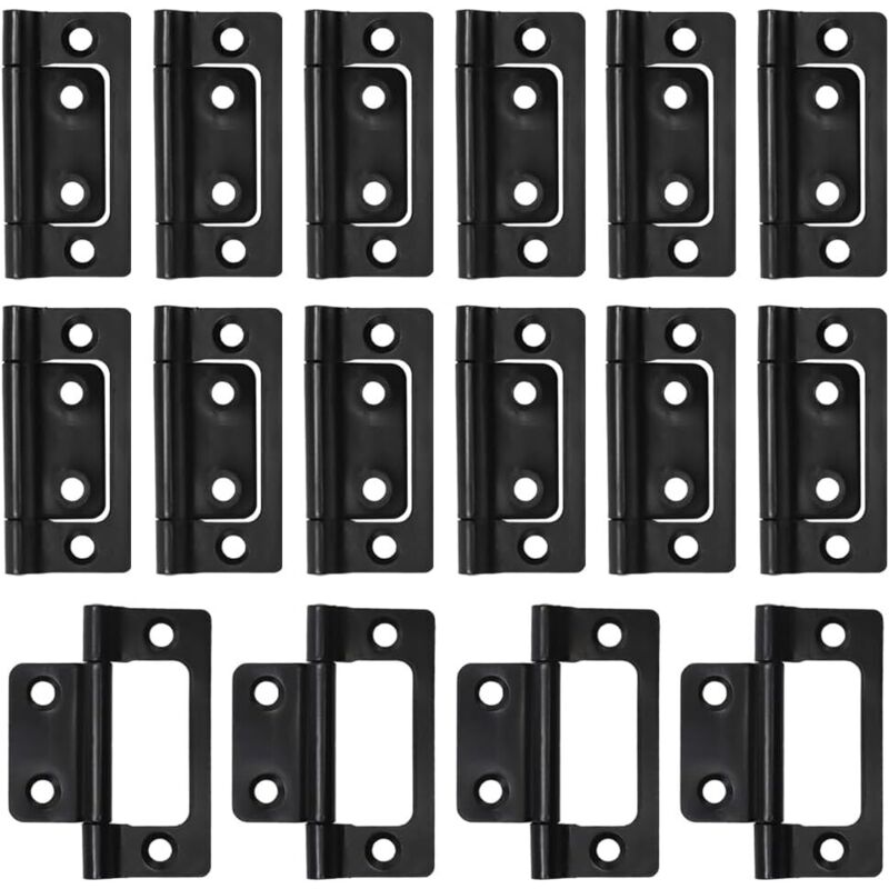 Lot de 16 charnières de porte pliantes - Petites charnières plates - Pivotantes à 360° - Pour portes en bois, fenêtres, armoires - 51 x 25 mm - Noir Lot de 16 charnières de porte pliantes - Petites charnières plates - Pivotantes à 360° - Pour portes en bois, fenêtres, armoires - 51 x 25 mm - Noir