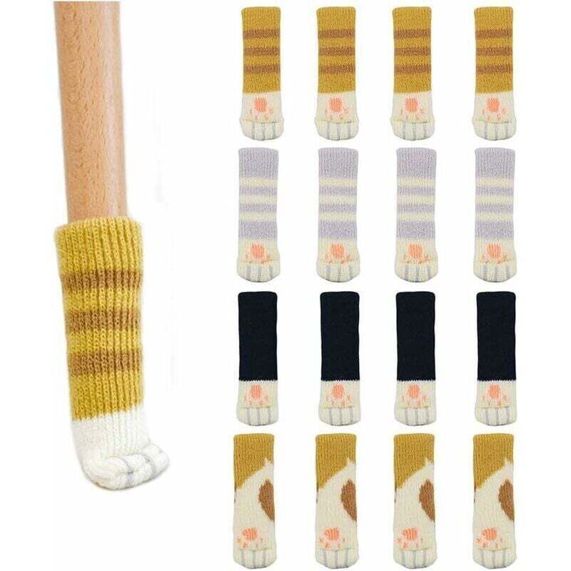 Lot de 16 chaussettes de chaise créatives avec motif pattes de chat mignon pour pieds de table et pieds de chaises