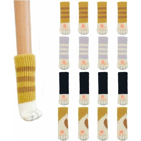 Lot de 16 chaussettes de chaise créatives avec motif pattes de chat mignon pour pieds de table et pieds de chaises