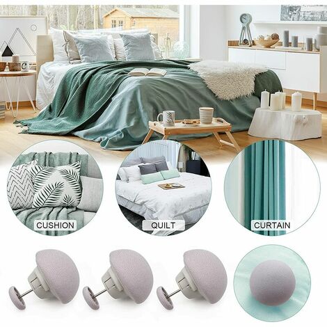 Lot de 16 Clips de Fixation Ronds pour Housse de Couette, Motif Champignon avec Boutons, pour Housse de Couette de Chambre à Coucher (Gris)
