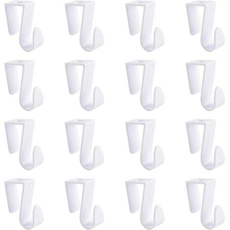 Lot de 16 crochets de porte d'armoire, crochets simples en plastique multi-usages pour placard, tiroir, gain de place, pour cuisine, salle de bain, chambre à coucher (blanc)