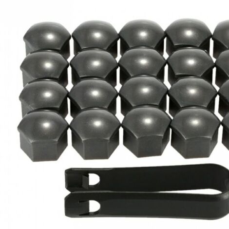 Lot de 16 écrous de roue de voiture Audi 17 mm + 4 capuchons antivol ronds + 1 clip en nylon-7430