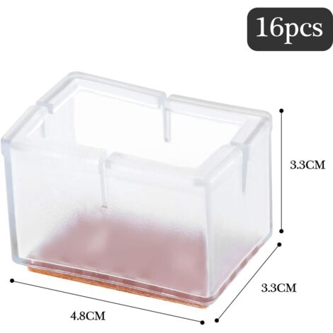 Lot de 16 embouts rectangulaires antidérapants en PVC pour pieds de chaises et de meubles
