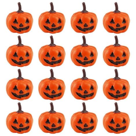 Lot de 16 figurines miniatures de citrouilles d'Halloween en mousse. Décorations de Noël.