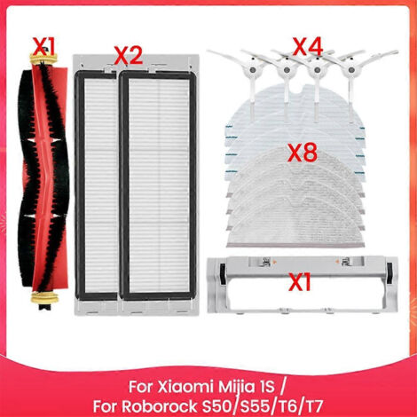 Lot de 16 filtres, brosses et chiffons de nettoyage pour aspirateurs Xiaomi Mijia 1S et Roborock S50, S55, T6 et T7 - Pièces de rechange