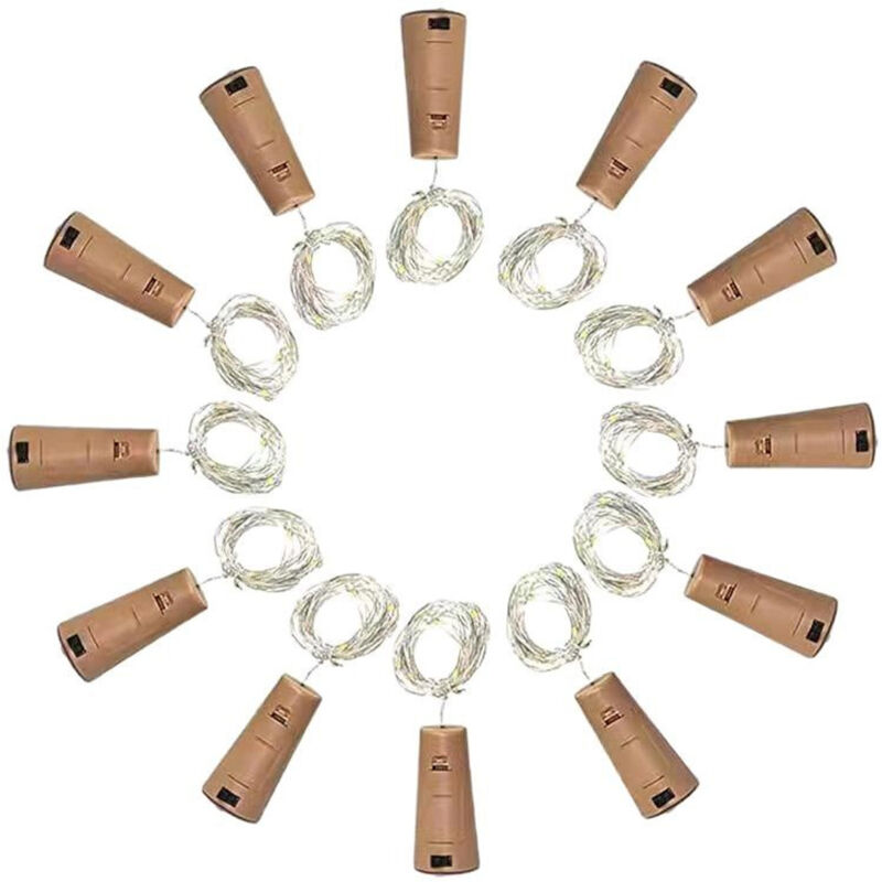 Lot de 16 Guirlandes Lumineuses Bouteille Blanc Chaud,2m 20 LEDs Bouteille Étanche Fil Flexible Décoration pour Noël, Partie,