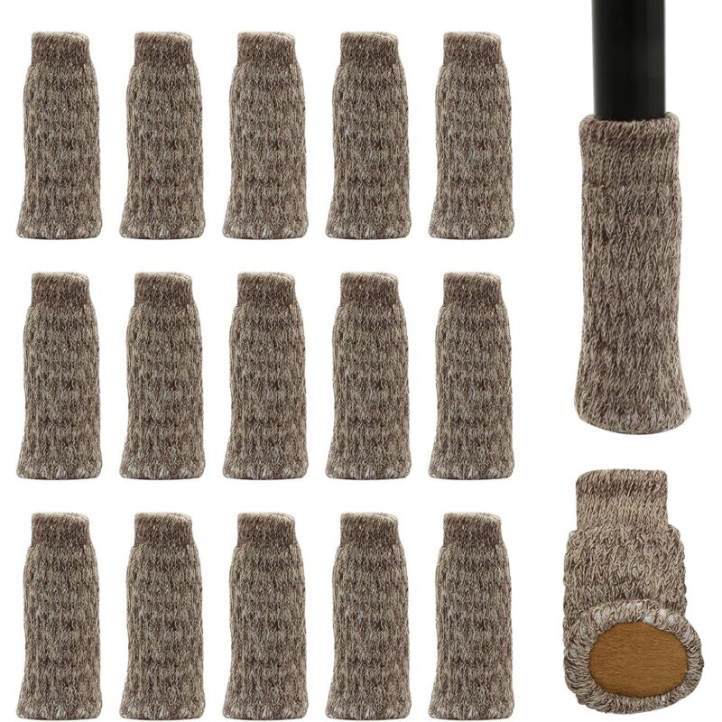 Lot de 16 (kaki) chaussettes pour pieds de chaise avec coussinets en feutre Double couche antidérapante Pour la maison, l'école, le bureau, la