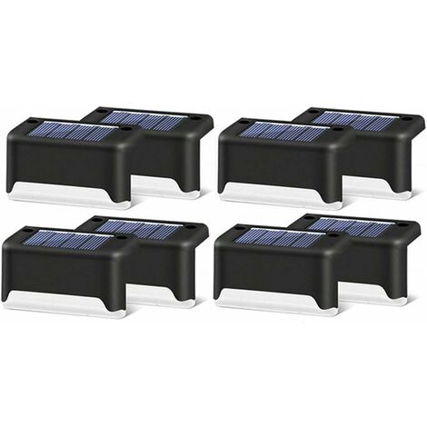 Lot de 16 lampes solaires d'extérieur pour escalier - Étanche - Éclairage LED pour escalier extérieur, marches, clôture, cour, terrasse, gouttière, chemin, décoration, blanc chaud D