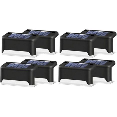 Lot de 16 lampes solaires d'extérieur pour escalier - Étanche - Éclairage LED pour escalier extérieur, marches, clôture, cour, terrasse, gouttière, chemin, décoration, blanc chaud H81