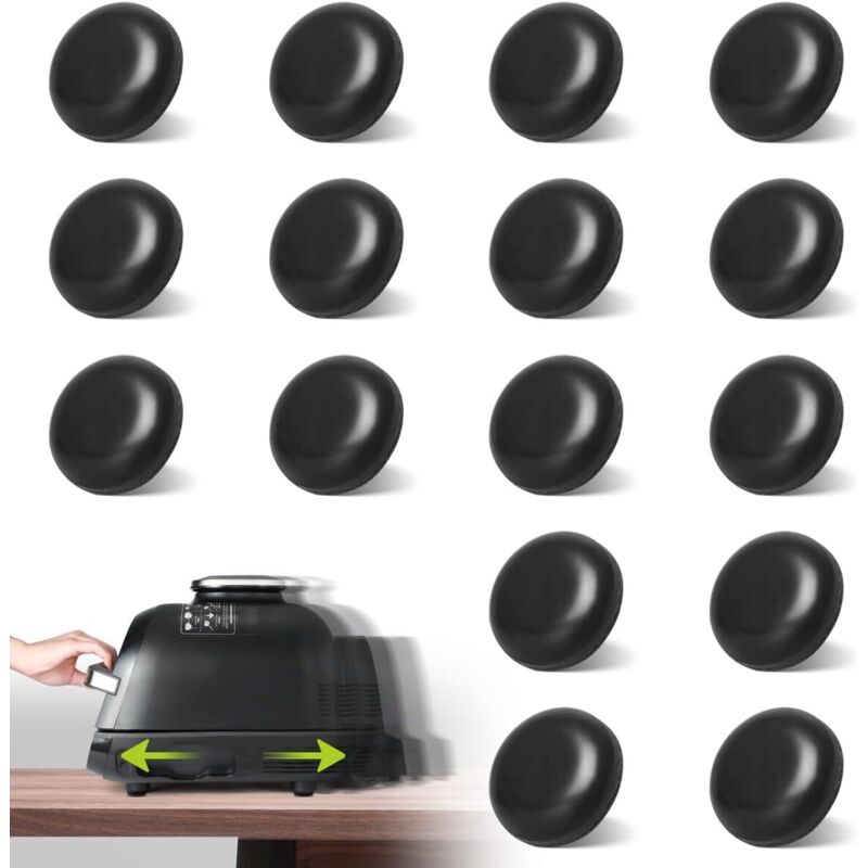 Lot de 16 patins autocollants noirs pour appareils électroménagers, roulettes de comptoir, accessoires essentiels de cuisine, gadgets indispensables