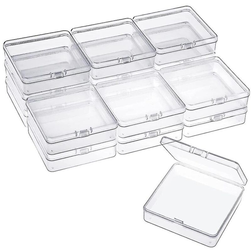 Lot de 16 petits conteneurs en plastique transparent pour perles, organisateurs de rangement avec couvercles à charnière pour petits objets