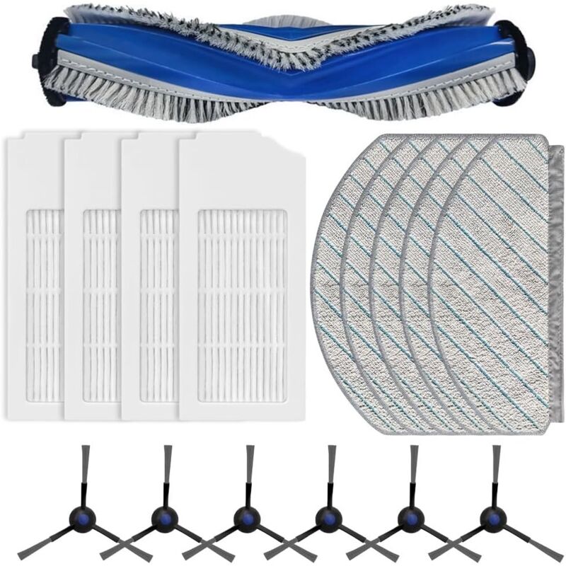 Accessoires de Rechange N20 Compatibles avec ECOVACS DEEBOT N20, N20 Plus, N20 Pro Plus Robot Aspirateur, 1 Brosse Principale, 4 Filtres, 6 Brosses