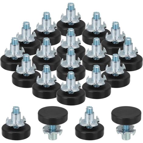 Lot de 16 Pieds de nivellement de meubles Réglable Pieds de Meubles Pieds réglables à Visser avec Écrous en T à vis dans les pieds de chaise pour meubles pieds Table Chaise filetage M6