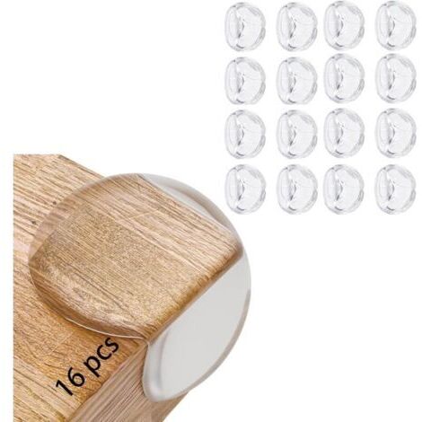 Lot de 16 protections d'angle de table (3 x 3 x 2 cm), coins de table en silicone transparent avec super colle renforcée pour tables