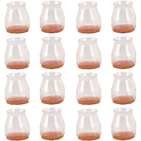 Lot de 16 protections transparentes pour pieds de chaise – Rond petit format – Antidérapantes et anti-bruit