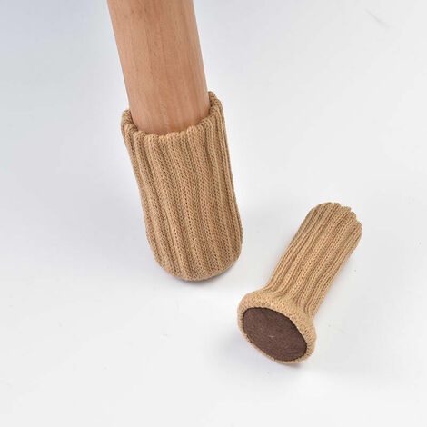 Lot de 16 protège-pieds de chaise Chaussettes tricotées marron clair