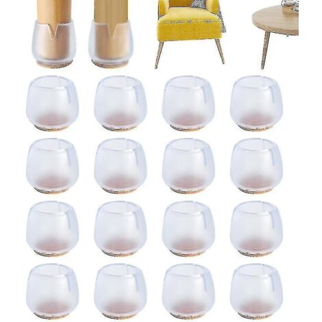Lot de 16 protège-pieds de chaise en silicone avec feutre anti-rayures - Taille M