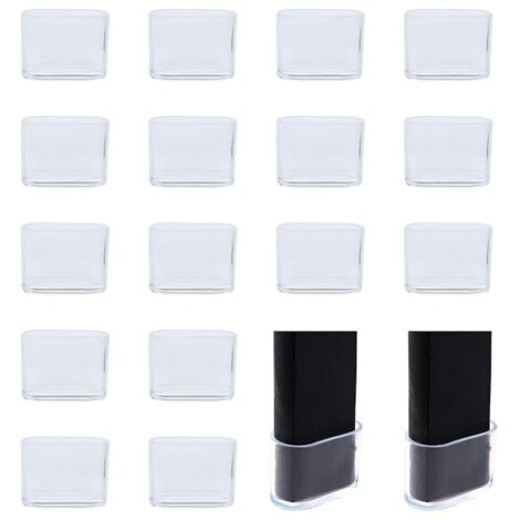 Lot de 16 protège-pieds de chaise ovales transparents, pour éviter les rayures et le bruit, pour la maison, la cour, le jardin, le bureau, transparent, 16x34mm