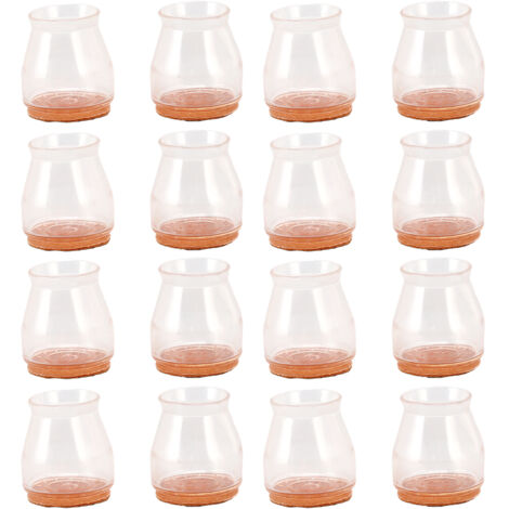 Lot de 16 protège-pieds de chaise ronds transparents en feutre de silicone, résistants aux rayures et silencieux, 2,4 x 2,8 x 2,8 cm / 0,9 x 1,1 x 1,1 po