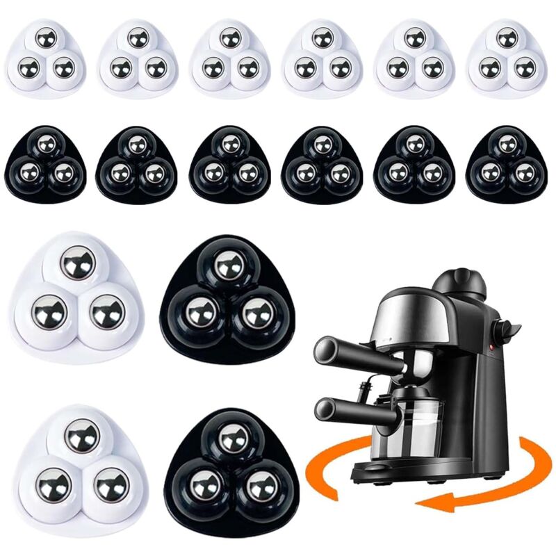 Lot de 16 Roulettes Pour Meubles - 360 ° - Mini Roulettes à Billes Autocollantes - Avec 3 Billes En Acier - pour Machine à Café, Poubelle, Appareils