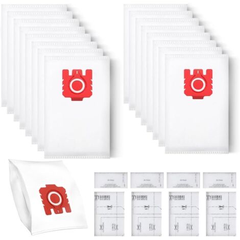Lot de 16 sacs d'aspirateur pour aspirateur Miele FJM [Compact C2 & C1, Complete C1] Remplace FJM avec 4 filtres moteur et 4 filtres d'échappement [S6000, S4000, S700, S500, S300 & S200 Series
