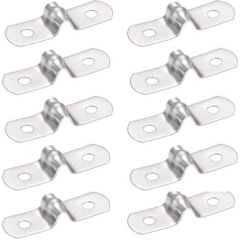 Lot de 16 sangles tuyau rigides 5 mm à 2 trous en acier inoxydable, colliers serrage robustes pour fixation tuyaux, électricité, échappement, plomberie - 5mm
