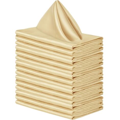 Lot de 16 serviettes de table en satin champagne, serviettes de réception brillantes pour décoration de mariage et événements