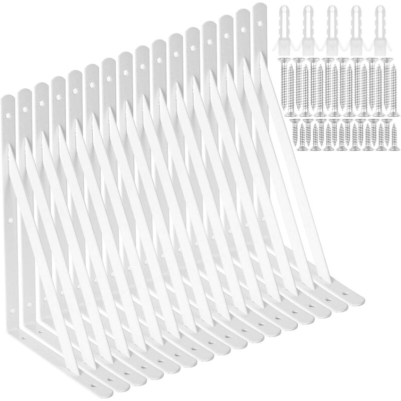 Lot de 8 supports d'étagère de 30,5 cm, support à angle droit robuste, supports d'étagère triangulaires en acier, support d'étagère flottante,