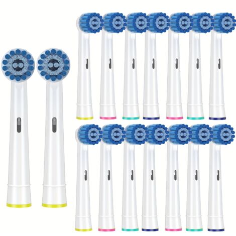 Lot de 16 têtes de brosse pour le soin des gencives sensibles avec brosse douce pour un nettoyage supérieur mais doux