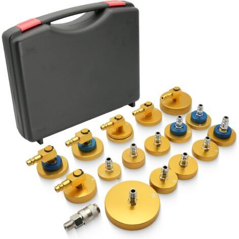 Lot de 17 adaptateurs de purge de frein avec raccord rapide - Adaptateur en métal pour réservoir de liquide de frein, convient à la plupart des marques de véhicules