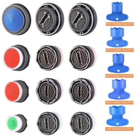 Lot de 17 Aérateur de Robinet,Aérateur de mousseur Robinet,Économiseur d'eau Embout Aérateurs de Robinet pour Mitigeur d'Evier de Cuisine et de Lavabo de Salle de Bain (M16/M18/M22/M24)
