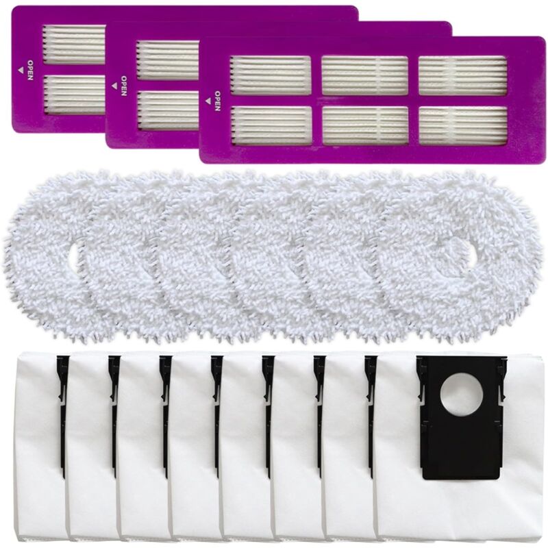 Lot de 17 brosses principales pour aspirateur Eureka J15 Pro Ultra Floor avec station d'accueil, 3 filtres + 6 chiffons + 8 sacs à poussière