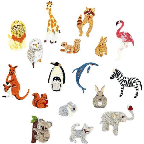 lot De 17 Patchs Stickers Vetement Thermocollant Ecusson Thermocollant Animal Avec Style Animal Mignon Diy Pour Jeans Vtements Sacs  Main Chaussur