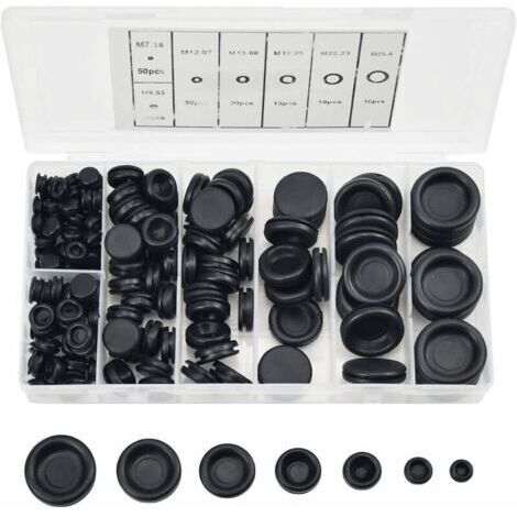 Lot de 170 bouchons en caoutchouc, 7 tailles, œillets en caoutchouc, bouchons de trou avec étui de rangement, kit d'étanchéité pour fil électrique pour pompe à eau de voiture