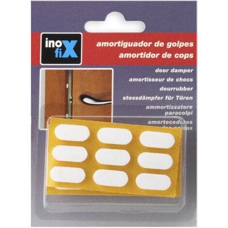 Lot de 18 amortisseurs adhésifs blancs – 7 x 16 x 3 mm – Pour réduire bruit et vibrations sur meubles – Usage intensif – Inofix - ADHESX18